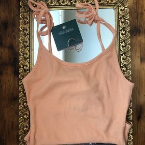 Peach forever 21 body suit & hoops (: